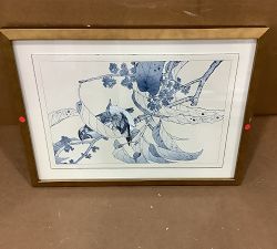 Open Box: Birds In Blue Framed Paper Print, #2