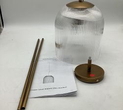 Open Box: Cooper Ribbed Glass Pendant, Small (10") - Vintage Brass