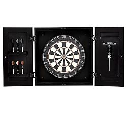 Open Box: Dartboard Wood Cabinet Game Set - Black Berry