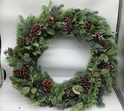 Open Box: Faux Lit Rustic Pine and Berry Wreath (40")