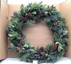 Open Box: Faux Lit Rustic Pine and Berry Wreath (40")