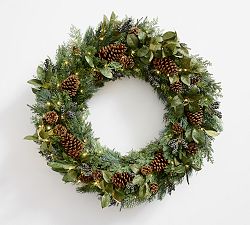 Open Box: Faux Lit Rustic Pine and Berry Wreath (40")