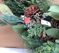 Open Box: Faux Lit Rustic Pine and Berry Wreath (40")