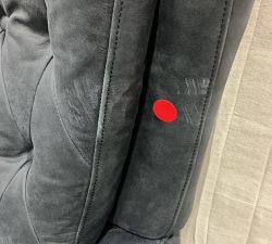 Open Box: Wells Tufted Leather Swivel Recliner - Keystone Navy, Bronze