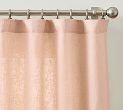 Open Box: Belgian Flax Linen Unlined Curtain, 50"W x 84"L - Soft Apricot