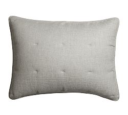 Open Box: European Flax Linen Tufted Waffle Comforter Shams, Standard, Set of 3 - Light Gray