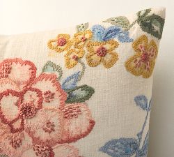 Zoie Floral Embroidered Outdoor Pillow