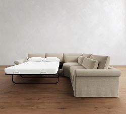 Westwood Roll Arm Deep Seat Slipcovered 3-Piece Wedge Sleeper Sectional (135")