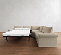 Westwood Roll Arm Slipcovered 3-Piece Wedge Sleeper Sectional (130")