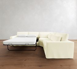 Westwood Square Arm Deep Seat Slipcovered 3-Piece Wedge Sleeper Sectional (132")
