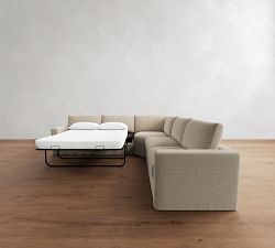 Westwood Square Arm Slipcovered 3-Piece L-Shaped Wedge Sleeper Sectional (127")