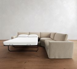 Westwood Square Arm Slipcovered 3-Piece Wedge Sleeper Sectional (127")