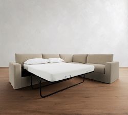 Westwood Square Arm Slipcovered 3-Piece Wedge Sleeper Sectional (127")