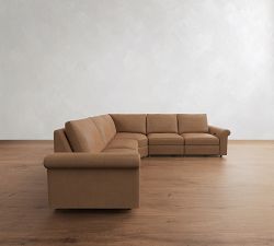 Westwood Roll Arm Leather Power Reclining L-Shaped Sectional (122")