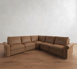 Westwood Roll Arm Leather Power Reclining L-Shaped Sectional (122")