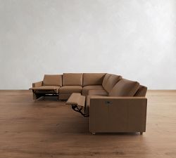 Westwood Slim Arm Leather Power Reclining L-Shaped Sectional (117")