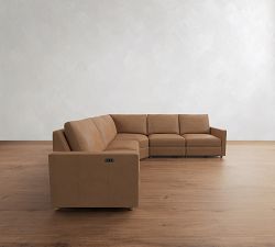 Westwood Slim Arm Leather Power Reclining L-Shaped Sectional (117")
