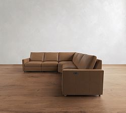 Westwood Slim Arm Leather Power Reclining L-Shaped Sectional (117")