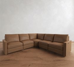 Westwood Slim Arm Leather Power Reclining L-Shaped Sectional (117")