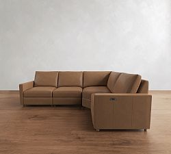 Westwood Slim Arm Leather Reversible Power Reclining Sectional (117")
