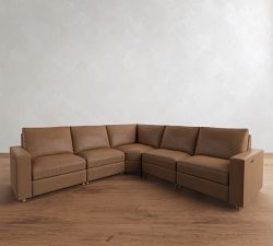 Westwood Square Arm Leather Power Reclining L-Shaped Sectional (119")