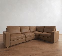 Westwood Square Arm Leather Reversible Power Reclining Sectional (119")