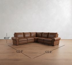 Big Sur Roll Arm Leather Power Reclining L Shaped Sectional (122")