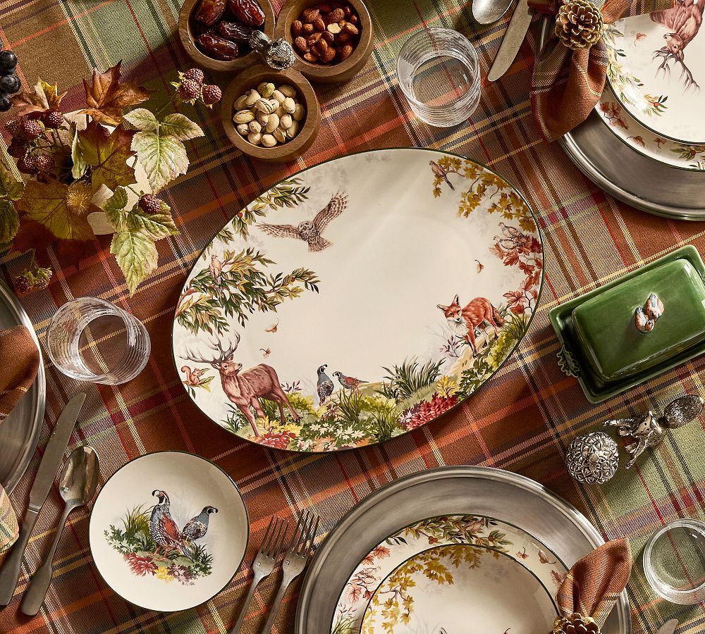 Fantastical Forest Stoneware Oval Serving Platter