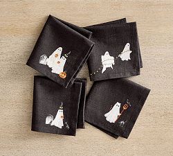 Scary Squad Organic Cotton Cocktail Napkins - Mixed Set of 4