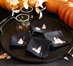 Scary Squad Organic Cotton Cocktail Napkins - Mixed Set of 4