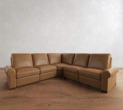 Turner Roll Arm Leather Power Reclining L-Shaped Sectional (120")