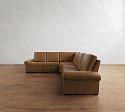 Turner Roll Arm Leather Power Reclining L-Shaped Sectional (120")