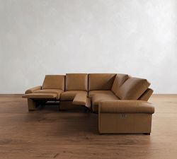 Turner Roll Arm Leather Reversible Power Reclining Sectional (120")