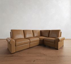 Turner Roll Arm Leather Reversible Power Reclining Sectional (120")