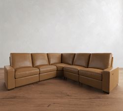 Turner Square Arm Leather Power Reclining L-Shaped Sectional (117")