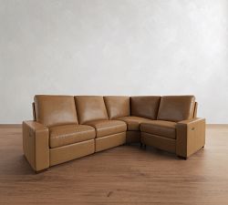 Turner Square Arm Leather Reversible Power Reclining Sectional (117")