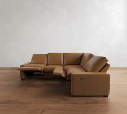 Turner Square Arm Leather Reversible Power Reclining Sectional (117")