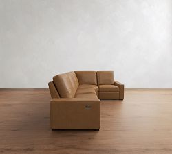Turner Square Arm Leather Reversible Power Reclining Sectional (117")