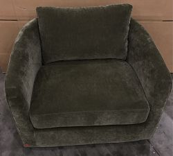Open Box: Remmy Upholstered Swivel Armchair - Rustic Chenille Dark Moss
