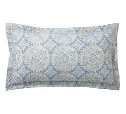 Open Box: Cora Medallion Organic Percale Shams, Set of 2 - Blue