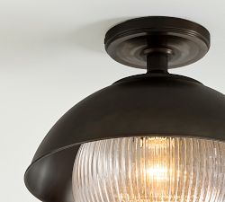 Cooper Ribbed Glass Round Outdoor Flush Mount (12")