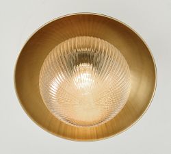 Cooper Ribbed Glass Round Outdoor Flush Mount (12")