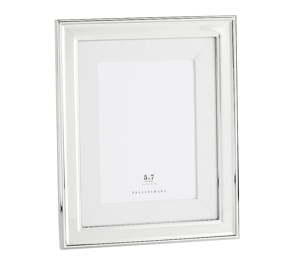 Personalized Silver-Plated Grosgrain Ribbon Mat Frames - 5x7 - White