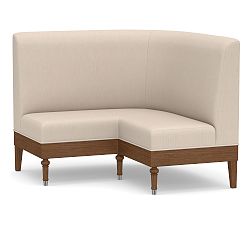 Open Box: Hayworth Non-Tufted Upholstered Corner Banquette, No Power Outlet - Sunbrella Performance Sahara Weave Oatmeal, Walnut
