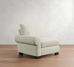 Open Box: Turner Petite Roll Arm Upholstered Left Armchair - Performance Boucle Ivory, Espresso