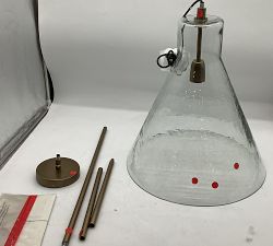 Open Box: Bridget Recycled Glass Flared Pendant, Large 18" Diam. - Tumbled Brass