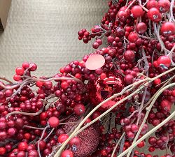 Open Box: Faux Wild Twig and Berry Trailing Wreath with Ornaments (38")