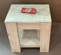 Open Box: Travertine Square Side Table (21") - Fog