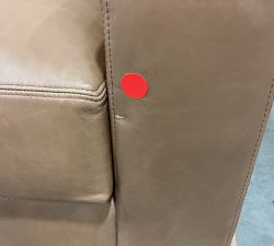 Open Box: Turner Square Arm Leather Loveseat Without Nailheads (74"), 39" Depth, 2 Seat Cushion - Churchfield Camel, Dark Walnut