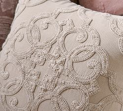 Drew Embroidered Pillow Cover - Flax